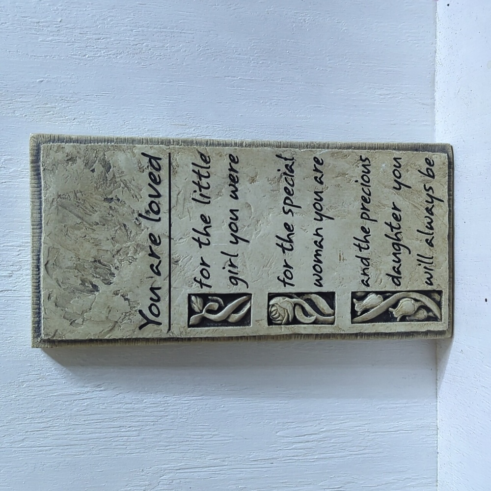 Ceramic engraved quote.